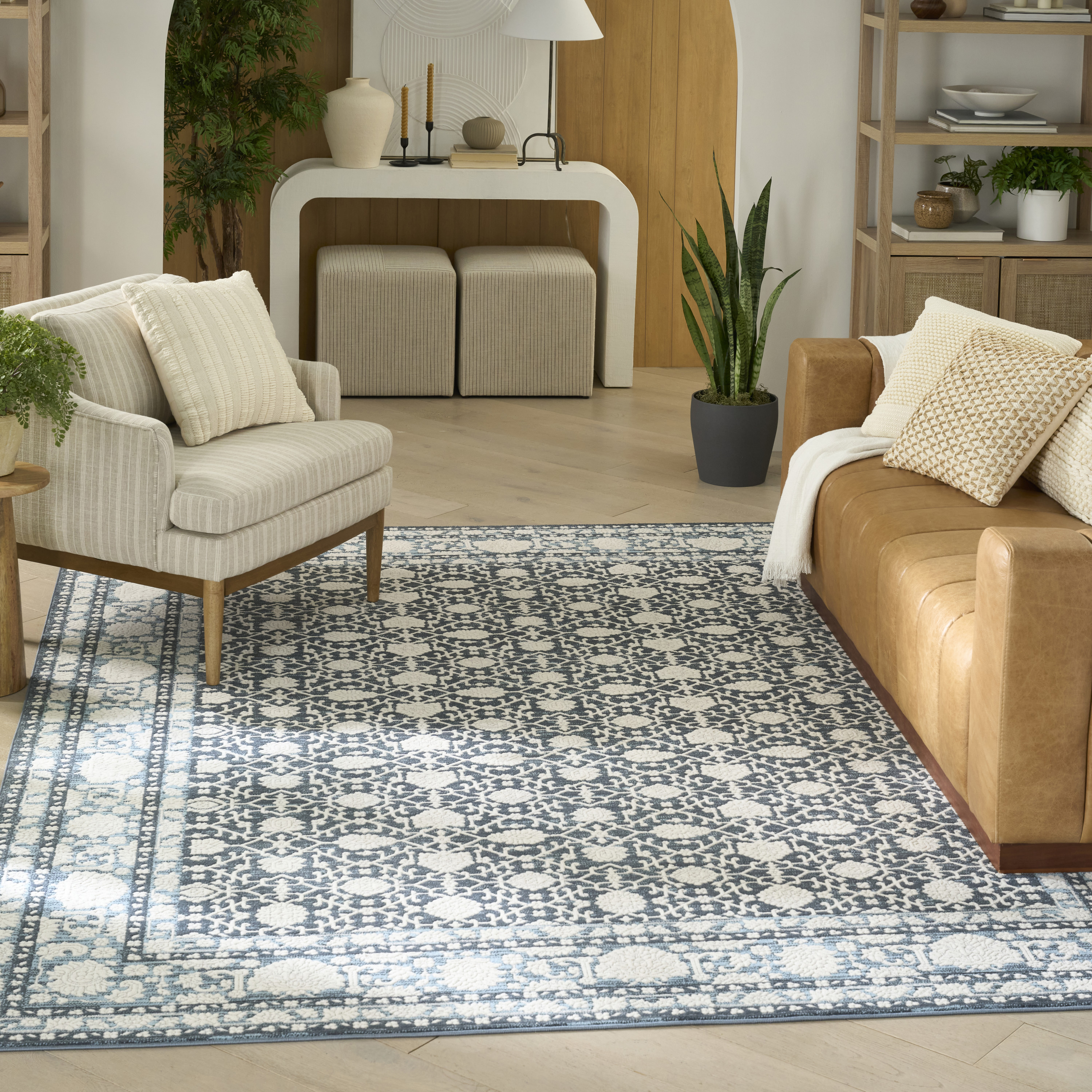 Nourison Grace 5'3" x 7'3" Blue Vintage Indoor Rug
