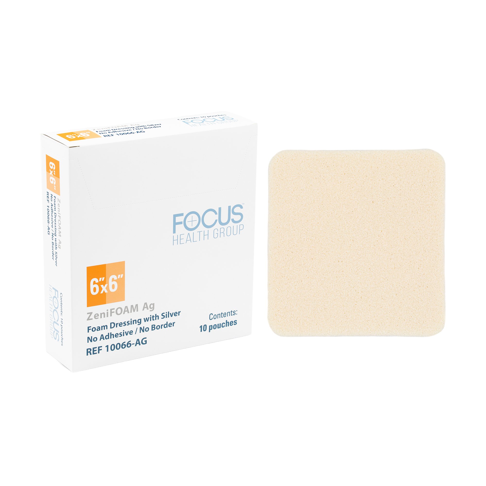 Focus Health Group DRESSING, WOUND AG ZENIFOAM 6"X6" (10/BX)