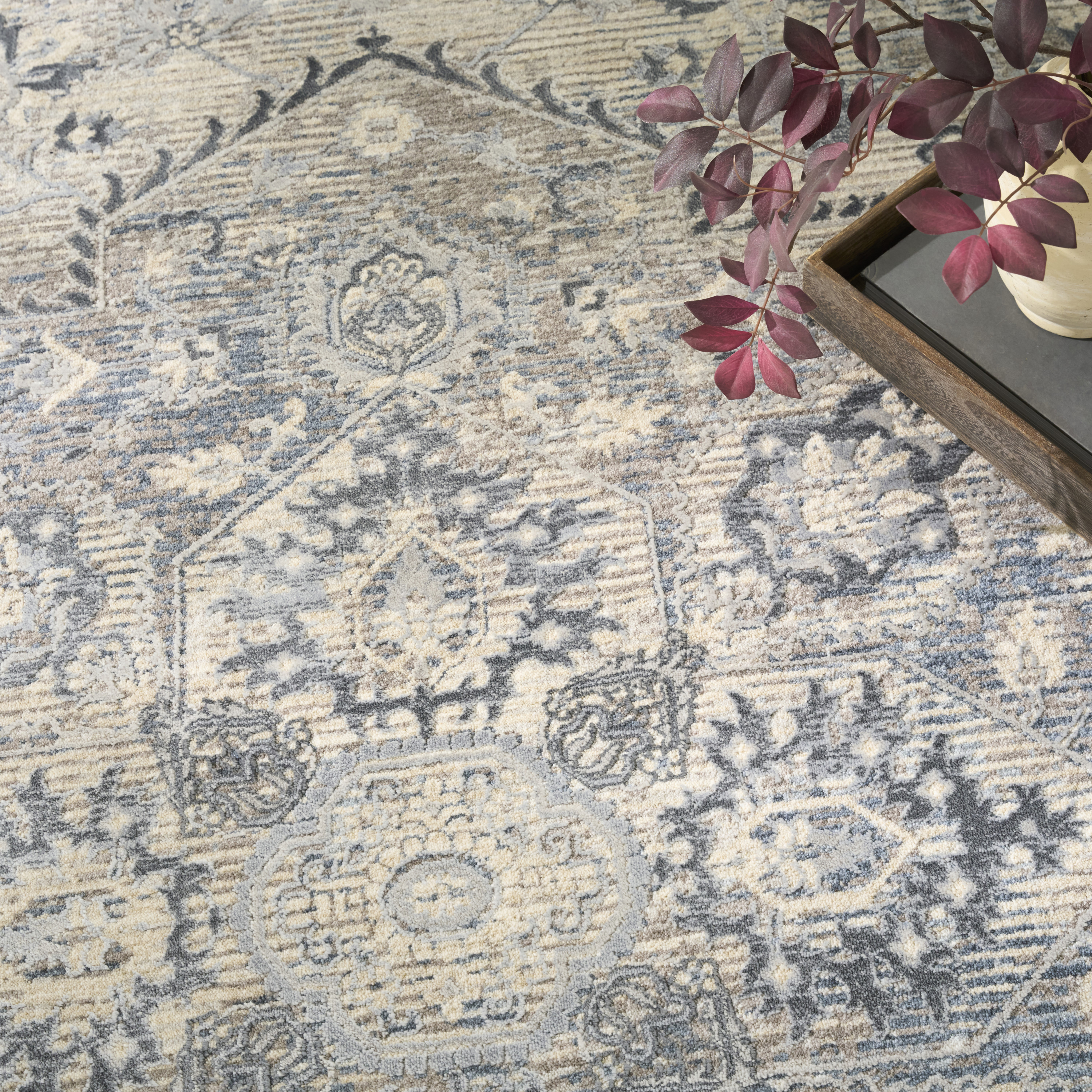 Nourison Sultana 7'10" x 10'2" Ivory Blue Vintage Indoor Rug