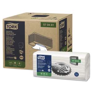 Tork, W4, Heavy-Duty , 1 ply, 14.30"x16.00", Double Recreped (DRC), Industrial Wipers, White