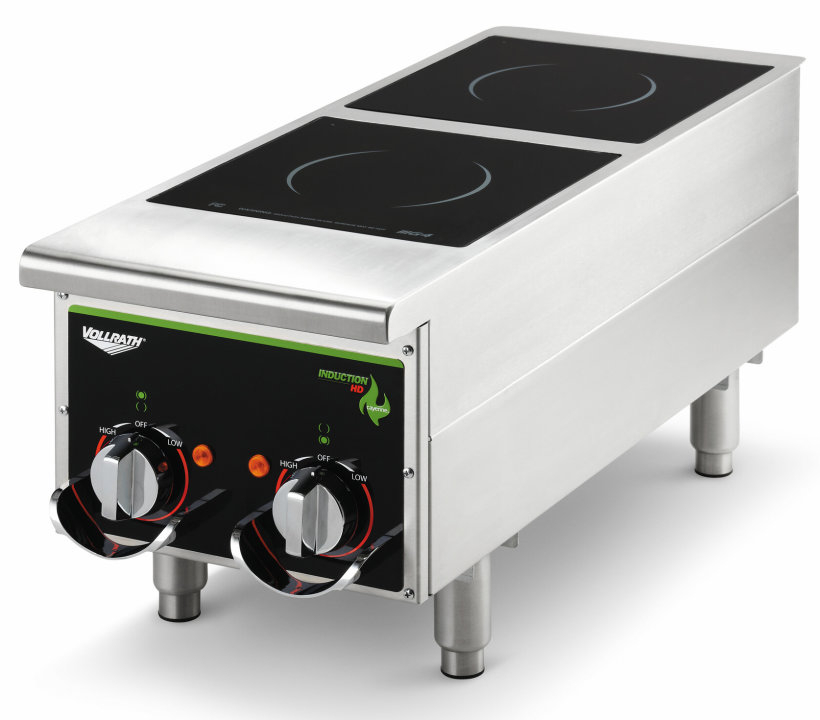 208- to 240-volt heavy-duty Cayenne® front-to-back dual-hob induction range with manual controls
