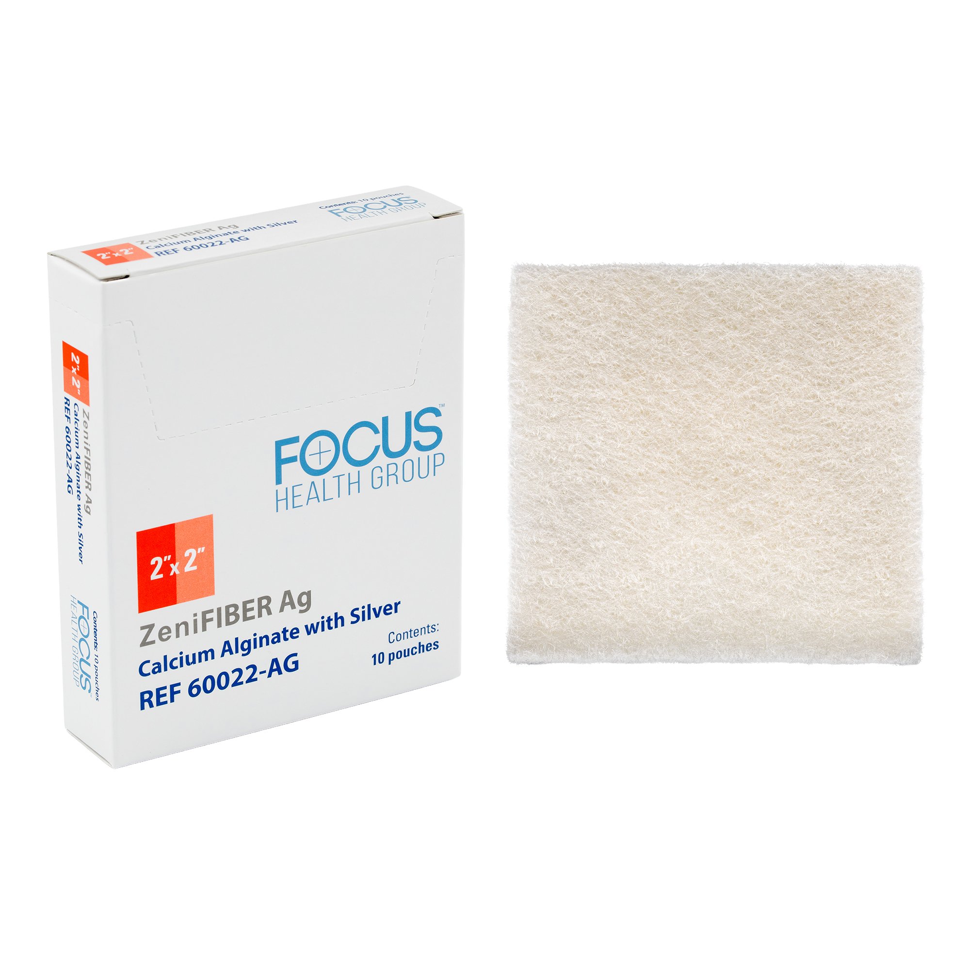 Focus Health Group DRESSING, WOUND SILVER AG CALCIUM ZENIFBER 2"X2" (10/BX)