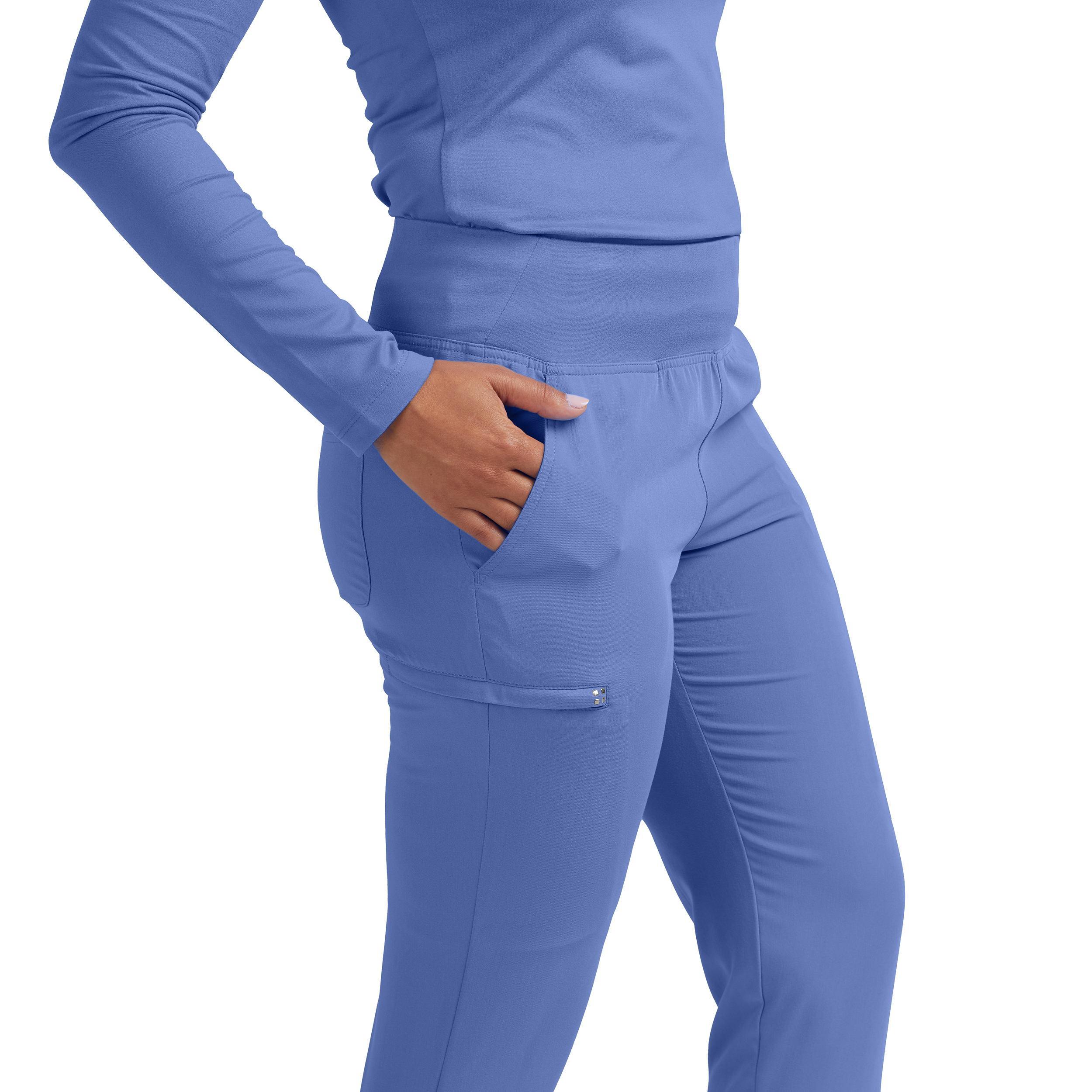 White Cross CRFT WB430 Women&#8216;s Fluid Resistant 6-Pocket Jogger Scrub Pants with Knit Waist plus Drawstring and Zipper Pockets-White Cross