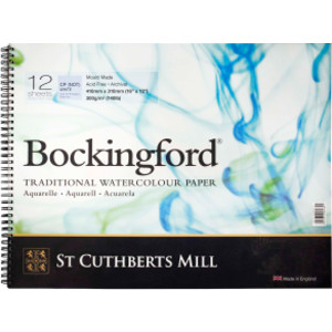 Bockingford Watercolor Pad, Cold Pressed, Spiral Binding, 140lb/300gsm, 12 Sheet, 12x16 inch, 1 Count