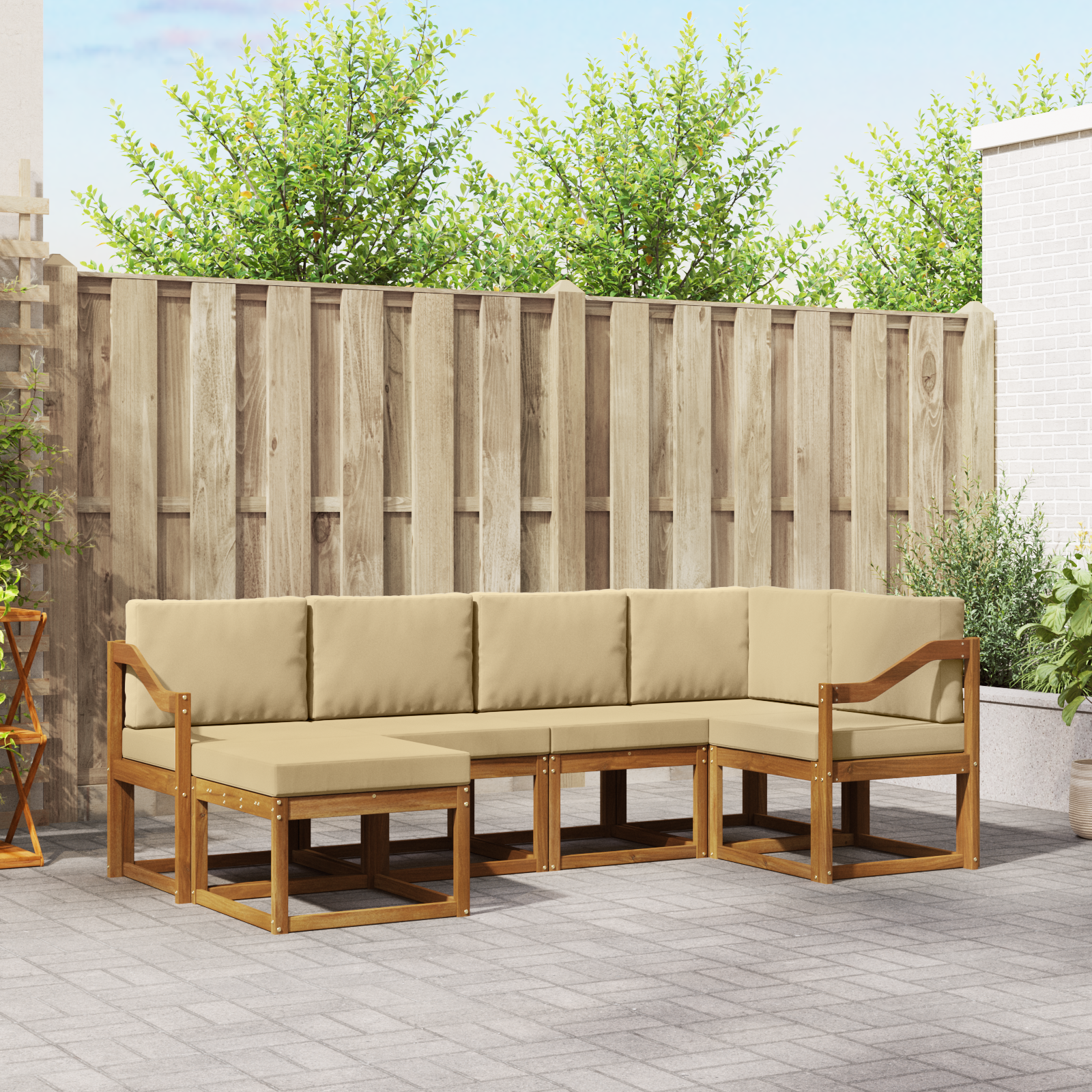 vidaXL Outdoor-Sofagarnitur mit Kissen 6 pcs Natur und Beige – Bild 2