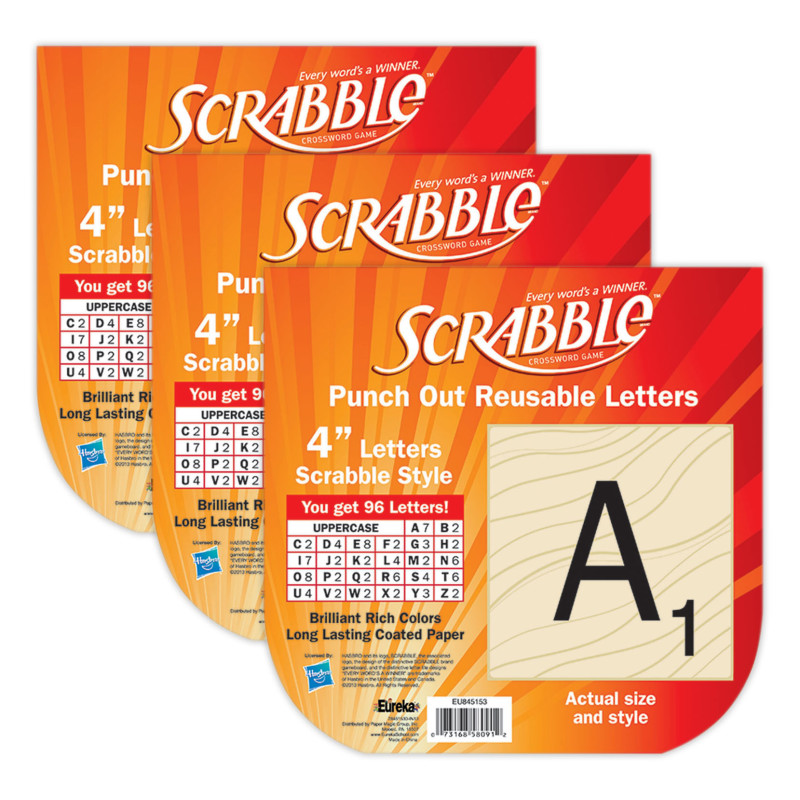 Scrabble™ Deco 4" Letters, 96 Per Pack, 3 Packs