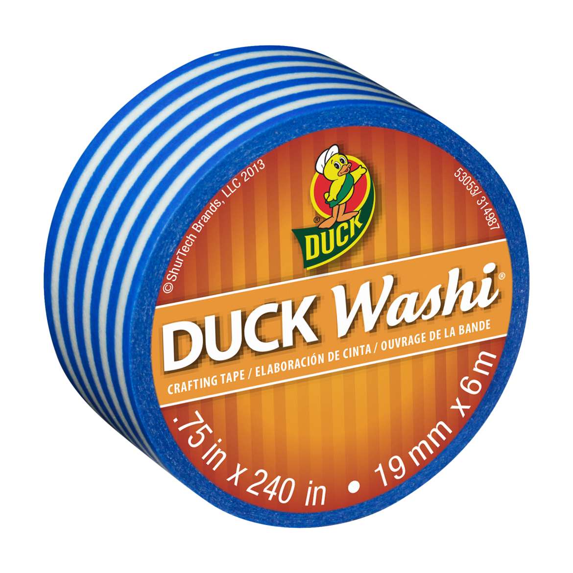 Duck Washi® Crafting Tape - Blue Stripe, .75 in. x 240 in. Image