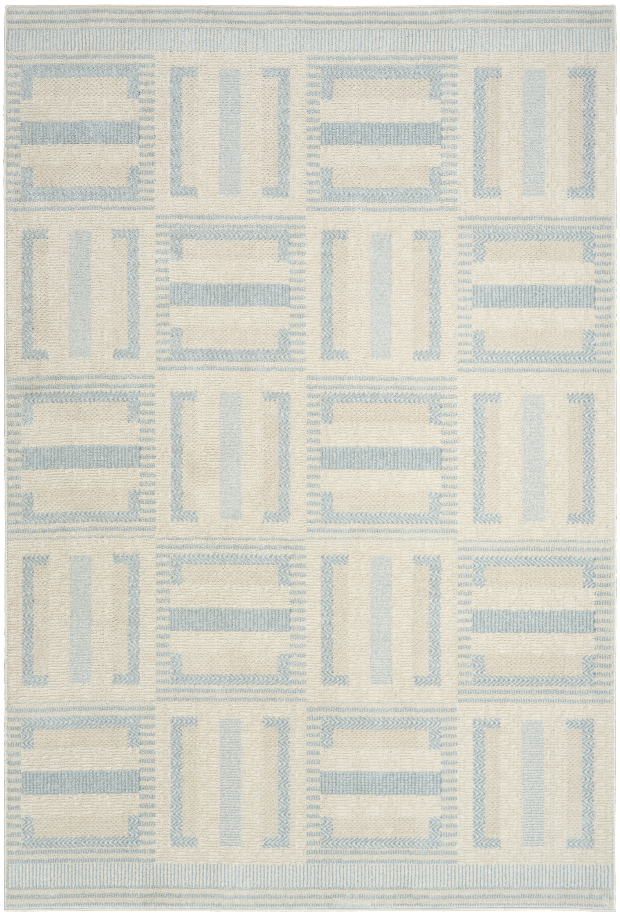 Nourison Nordic 5' x 7' Ivory Blue Modern Indoor Rug