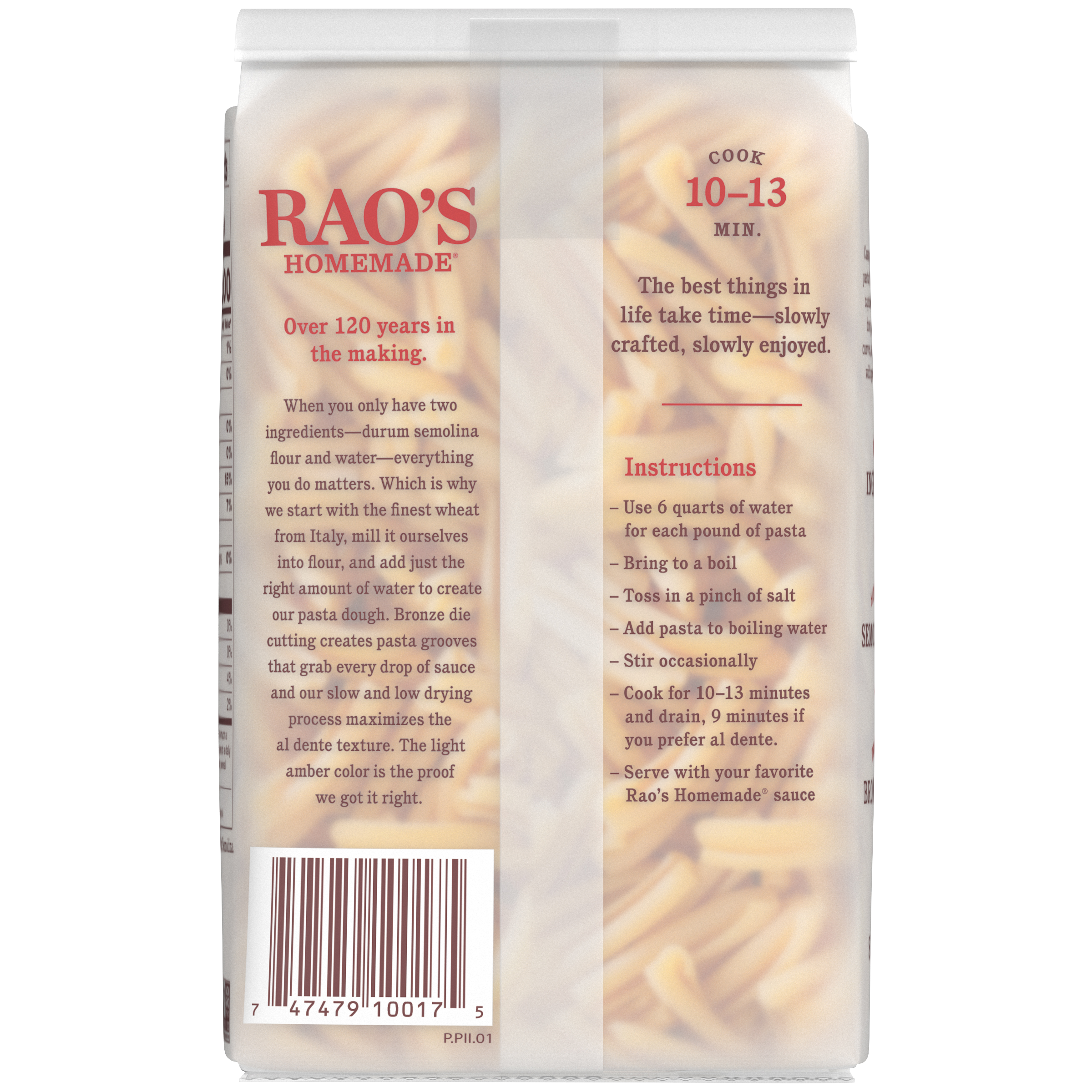 Casarecce Pasta, 16 oz - Back Image