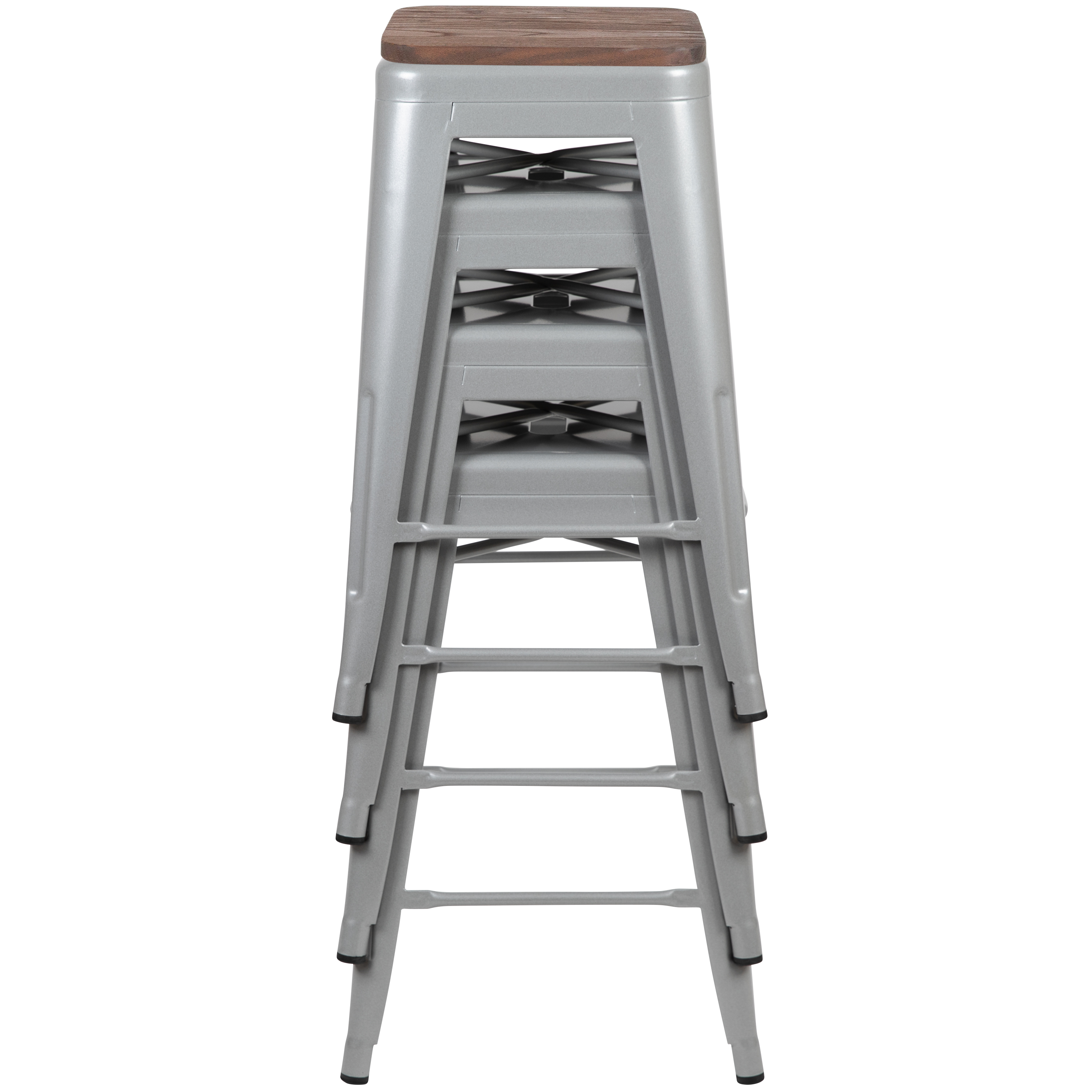 Cierra 24" High Metal Counter-Height, Indoor Bar Stool with Wood Seat in Gun ... - Picture 24 of 49