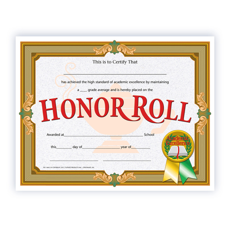 Honor Roll Certificate, 8.5" x 11", Pack of 30