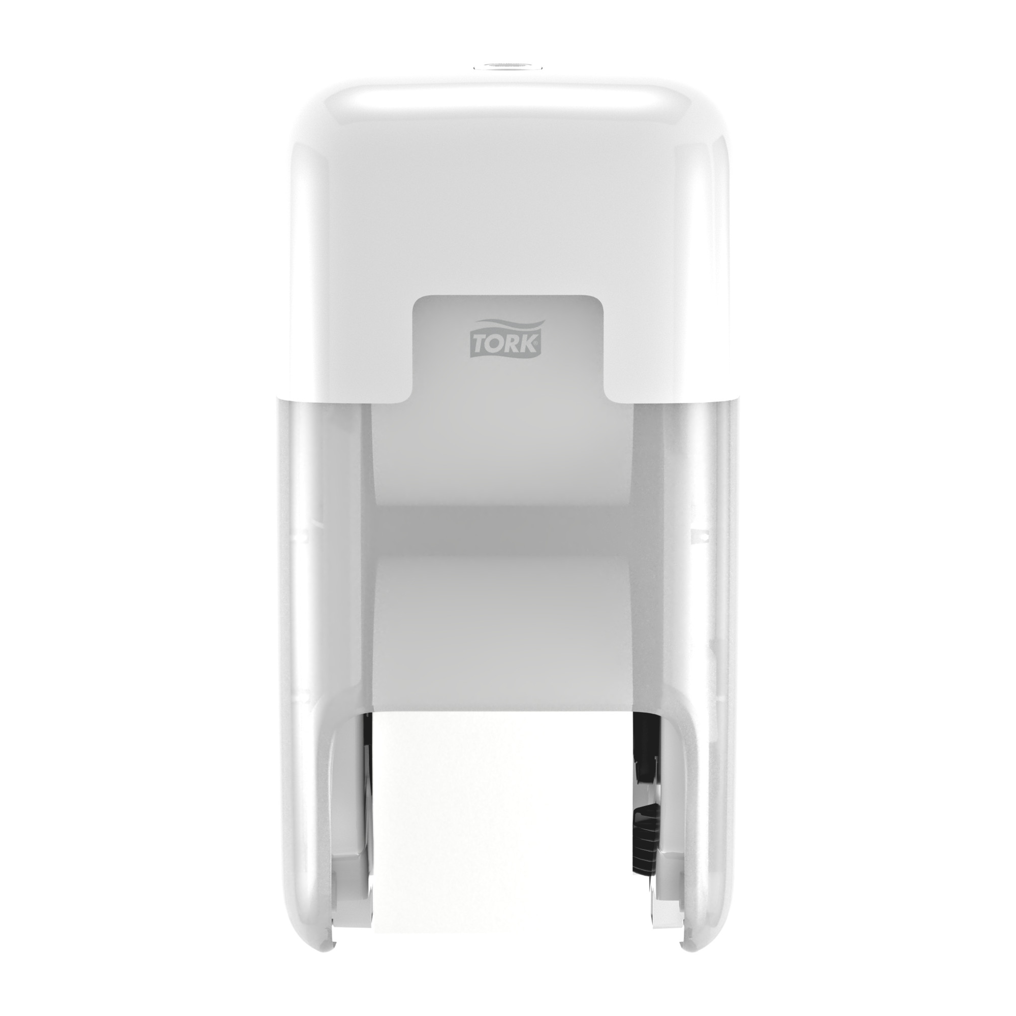 Toiletpapirdispenser, Til 2 ruller uden hylse, Udvendig oprulning, Hvid, Tork OptiServe T7