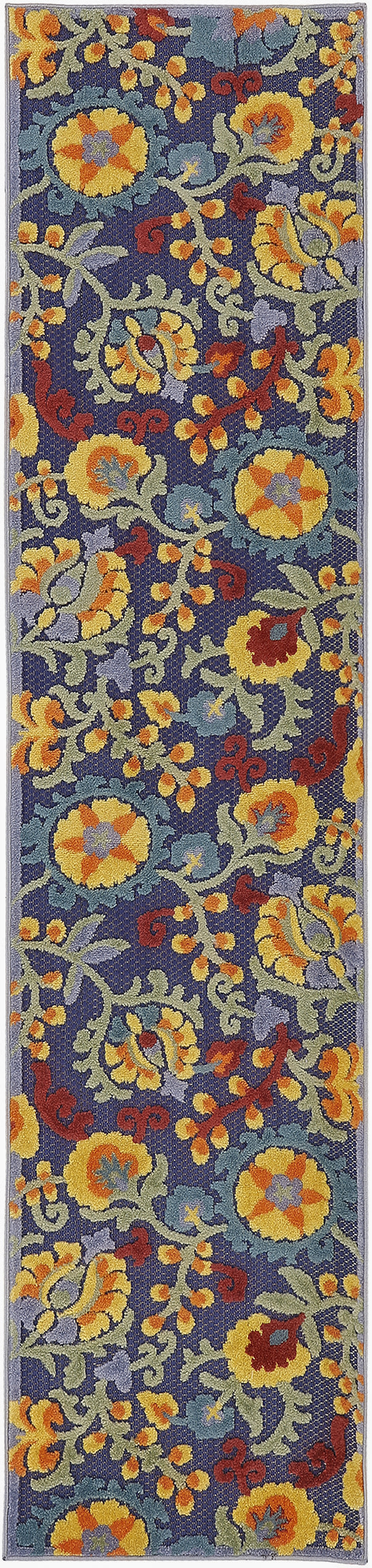 Nourison Aloha 2'3" x 10' Navy Multicolor Outdoor Rug