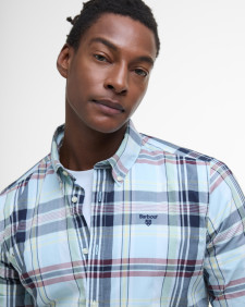 Gabe Checked Tailored Long-Sleeved Shirt Sky