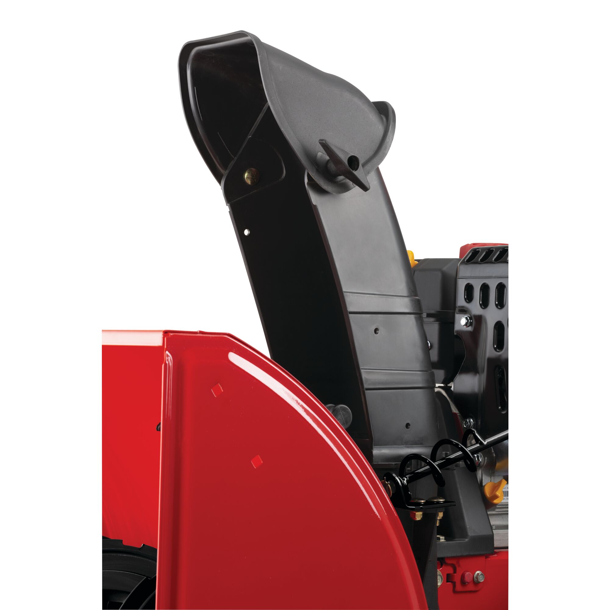 Chute control feature in 24 inch 208 CC electric start two stage snow blower.