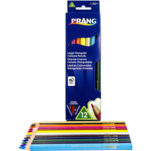 Triangular Colored Pencils, 5.5 mm core, With Sharpener, Assorted Colors, 12 Count