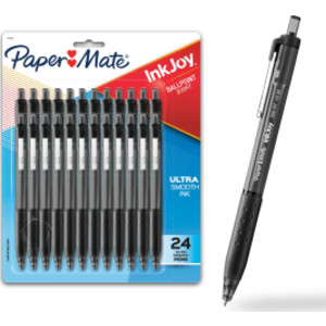 Paper Mate&reg; InkJoy&reg; 300RT Retractable Ballpoint Pens, Medium Point (1.0mm), Black, 24 Count