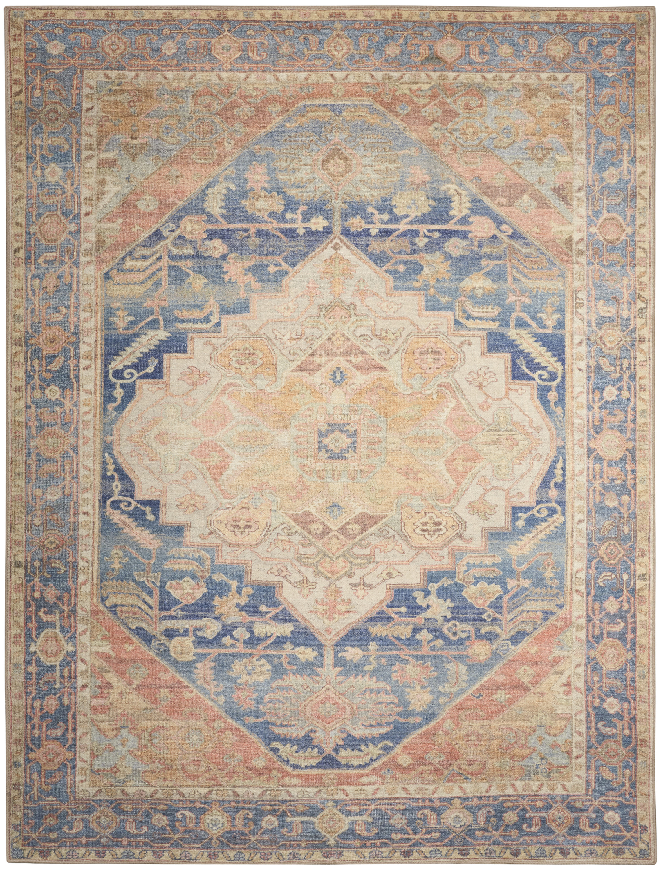 Nourison Vintage Washables 7'10" x 9'10" Blue Coral Vintage Indoor Rug