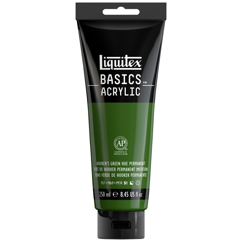 BASICS Acrylic Paint, 250 mL, Tube, Hooker’s Green Hue Permanent