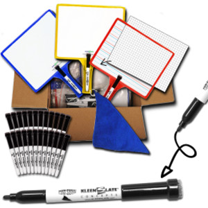 Customizable Handheld Whiteboards with Clear Dry Erase Sleeves & Markers, Class Set of 24