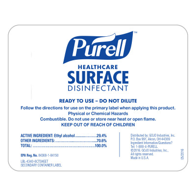 Bottle Label – PURELL® Healthcare Surface Disinfectant