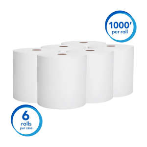 KIM01005, Kimberly Clark, Scott Essential Universal High Capacity, 1000ft Roll Towel, 1 ply, White