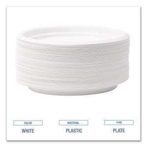 Boardwalk, Hi-Impact Plastic Dinnerware, Plate, 6" dia, White