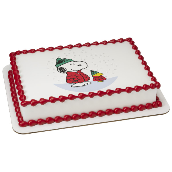 Peanuts® Snoopy® and Woodstock® in Puffer Jacket PhotoCake® Edible Image®