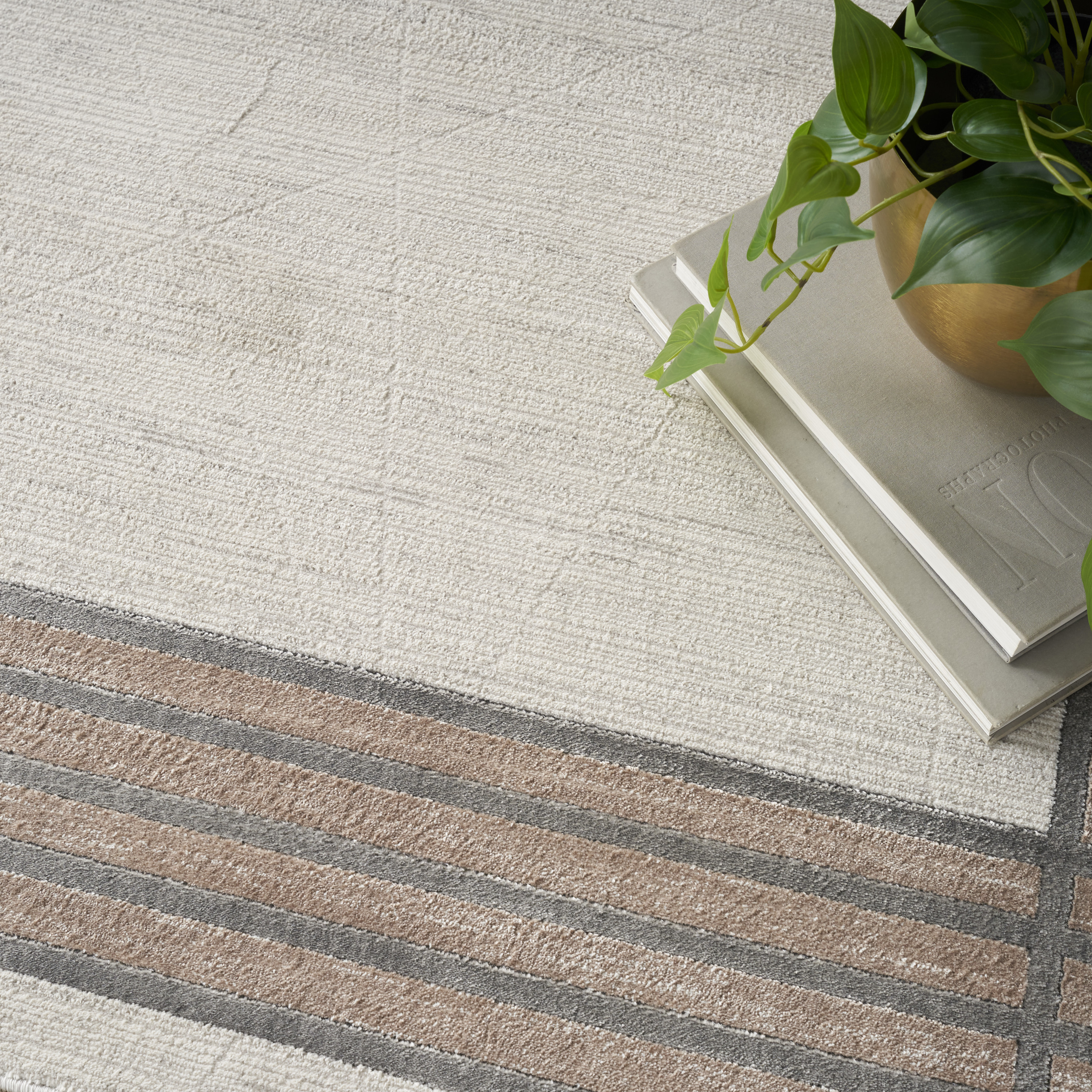 Nourison Desire 5'3" x 7'3" Ivory/Silver Modern Indoor Rug