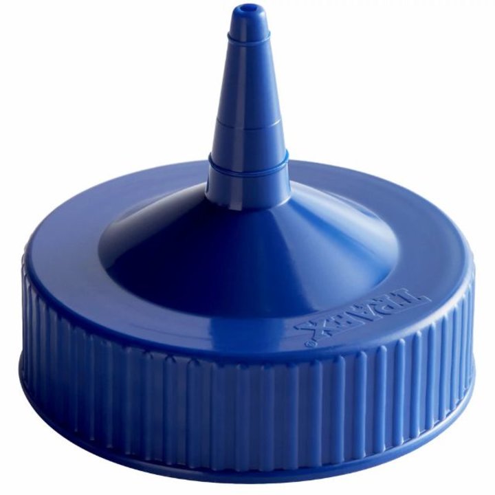 Traex® wide-mouth squeeze dispenser single-tip replacement cap in blue