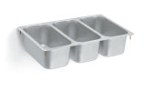 Three-bowl stainless steel self-rimming vending cart drop-in sink