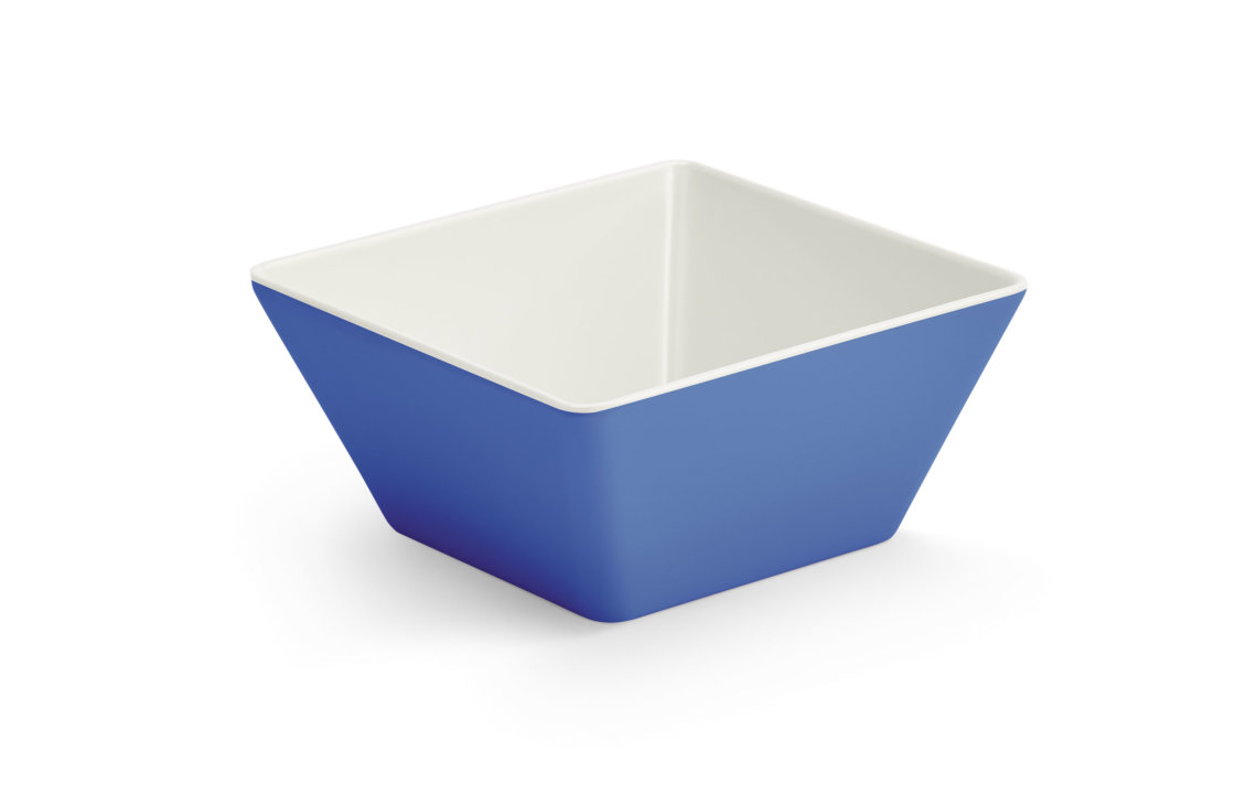 Medium square melamine cubic display bowl in blue