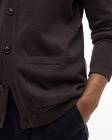 Pima Cotton V-Neck  Cardigan Bitter Chocolate