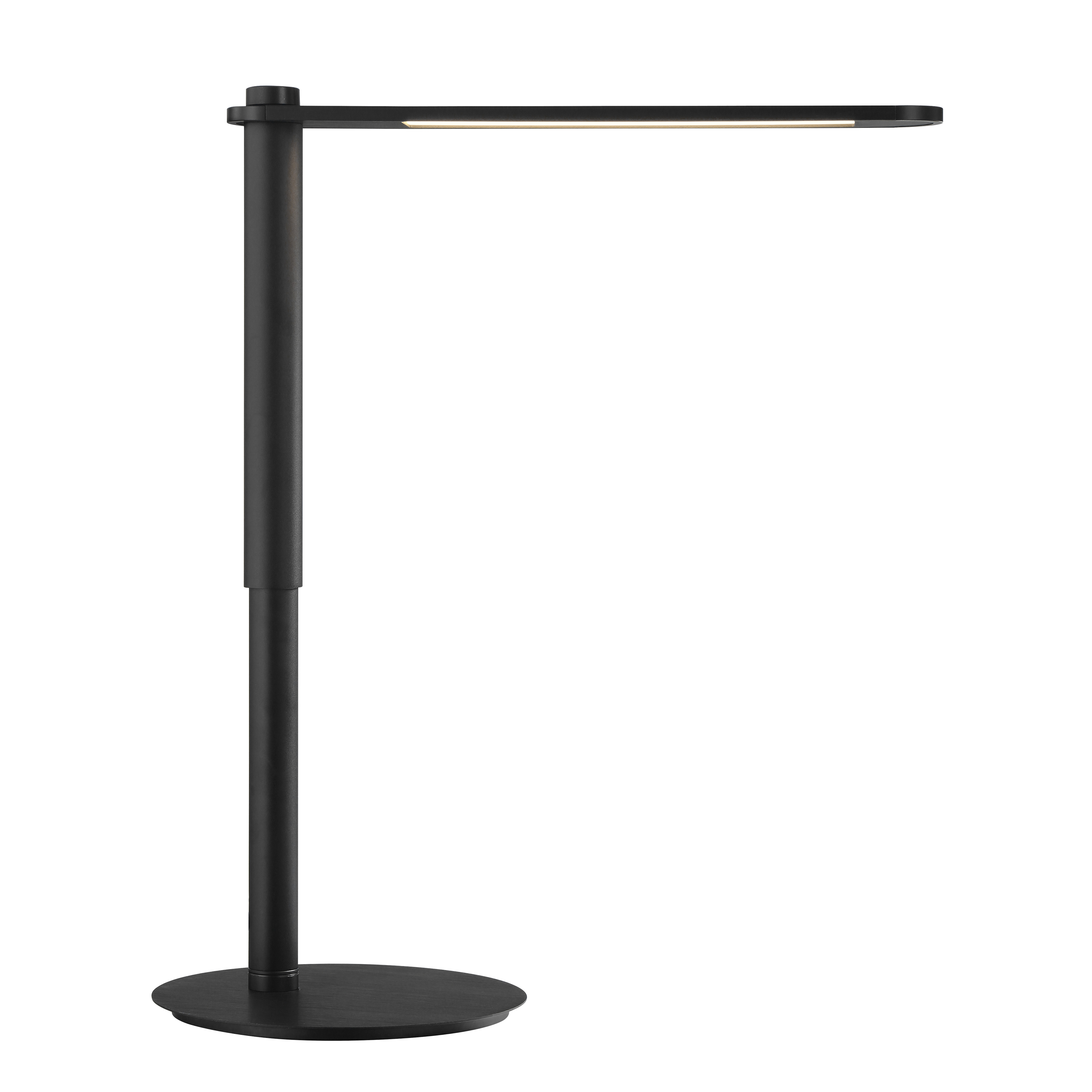 This compact LED table lamp combines modern industrial design with practical functionality. The coal black finish and aluminum shade create a sophisticated look, while the 3-way touch dimmer offers easy light control without switches. - alternate view