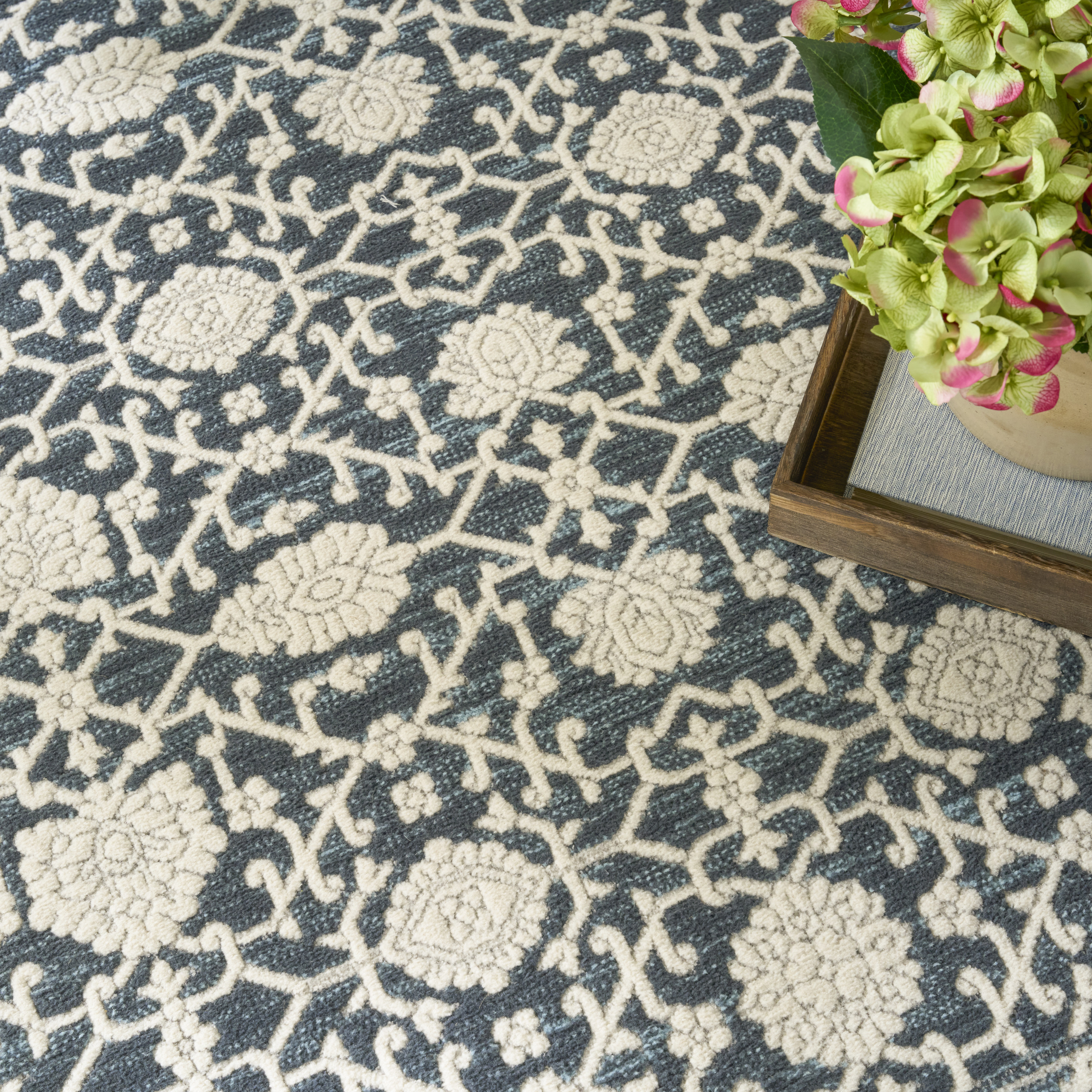 Nourison Grace 5'3" x 7'3" Blue Vintage Indoor Rug