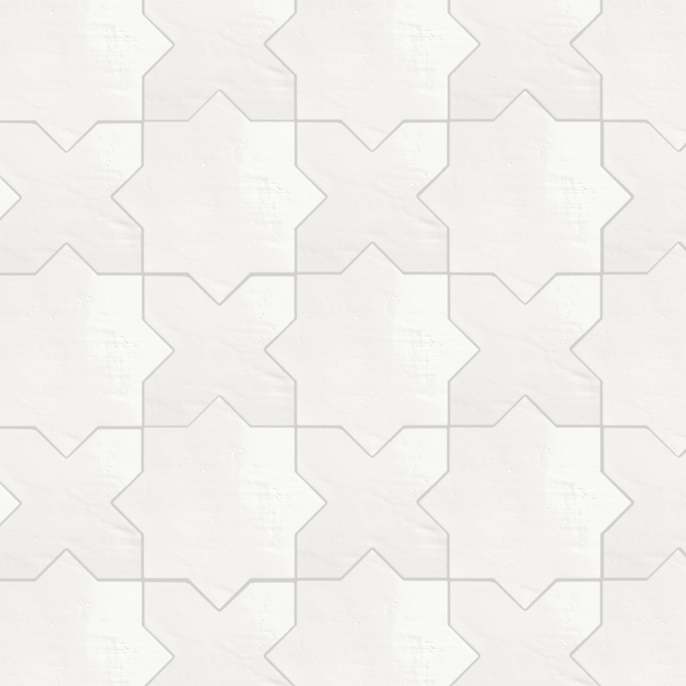 Argile Star Bianco 7x7 Specialty Porcelain Floor and Wall Digital Pattern