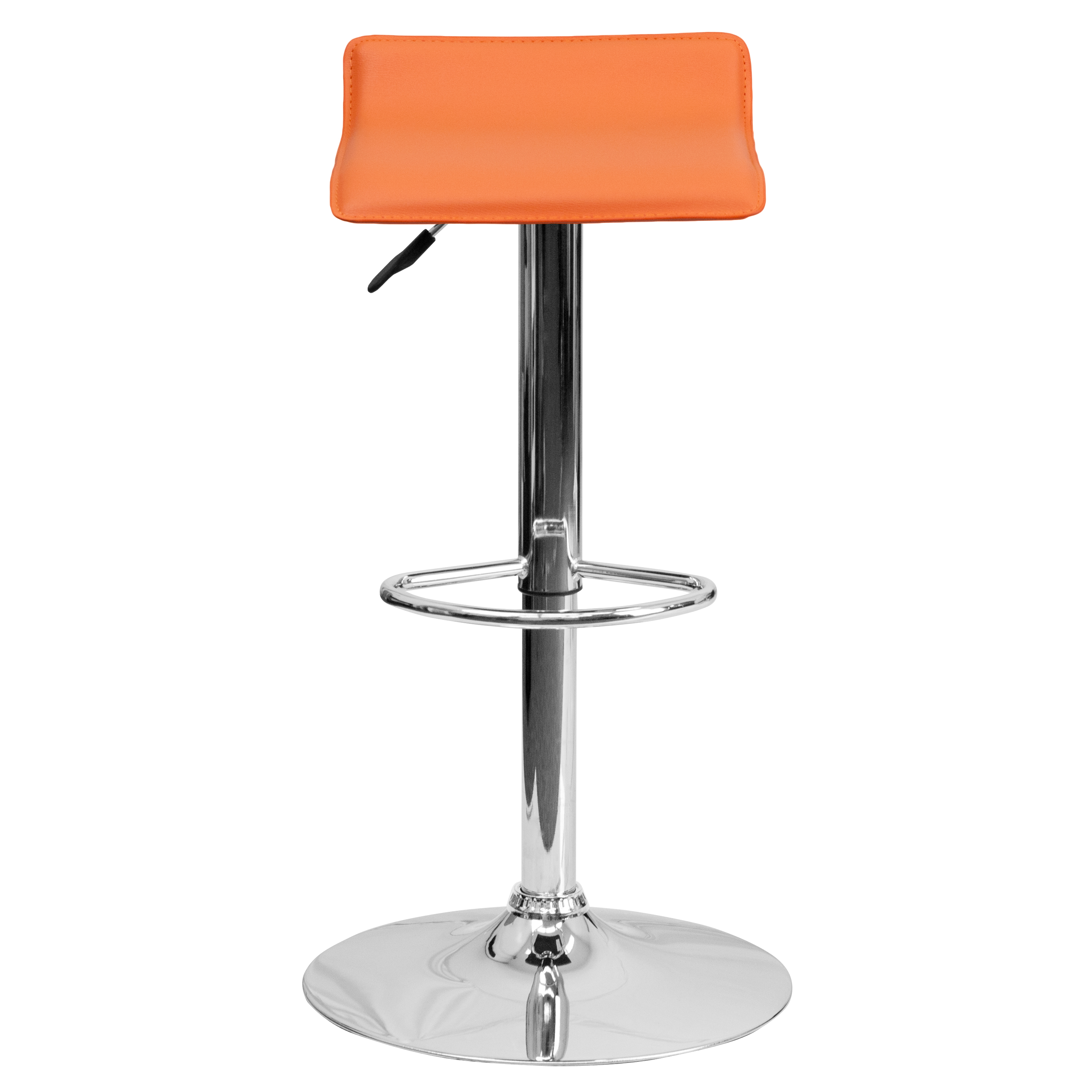 Taburete de bar de vinilo negro altura ajustable con asiento ondulado sólido - Imagen 16 de 31