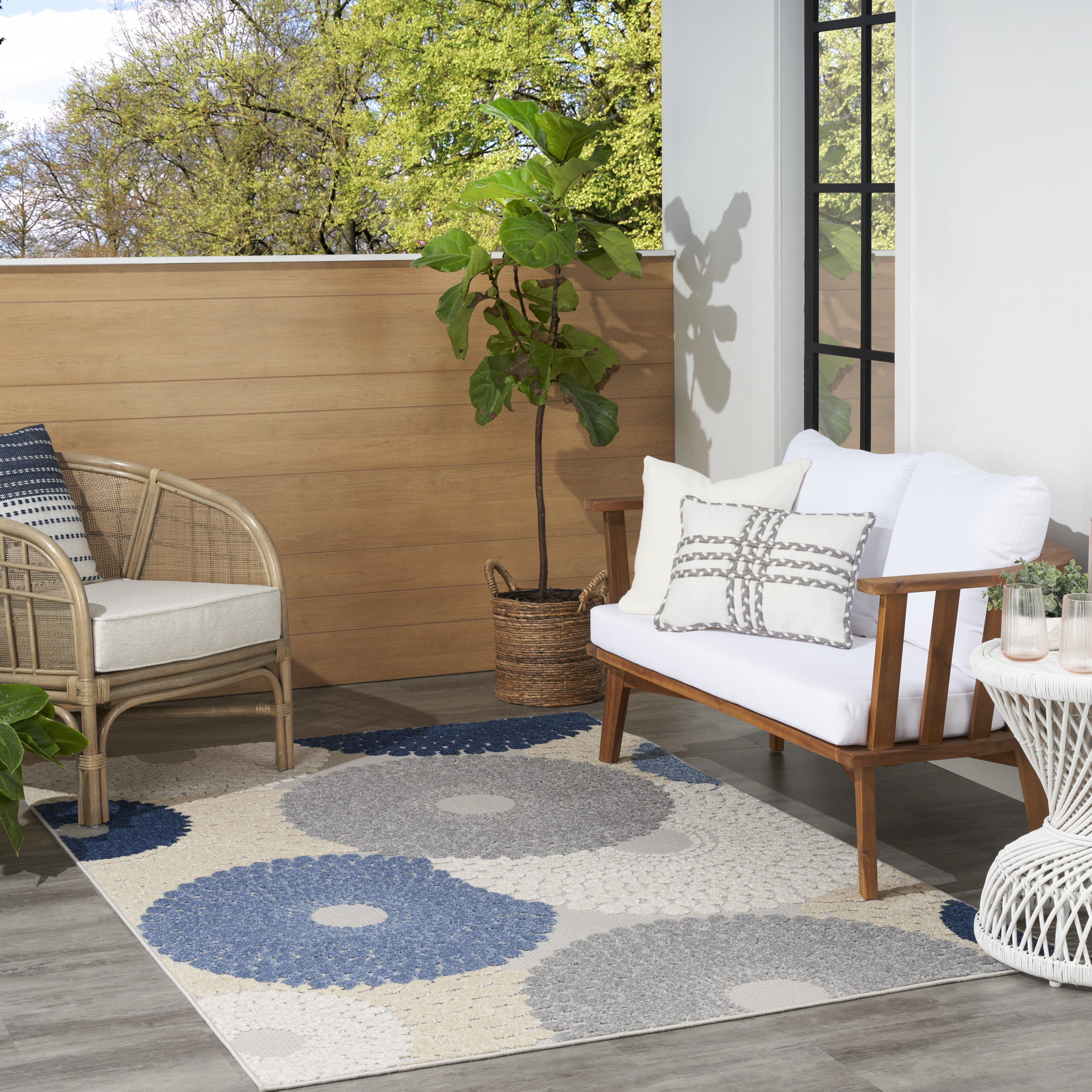 Nourison Aloha 6' x 9' Blue Grey Modern Rug