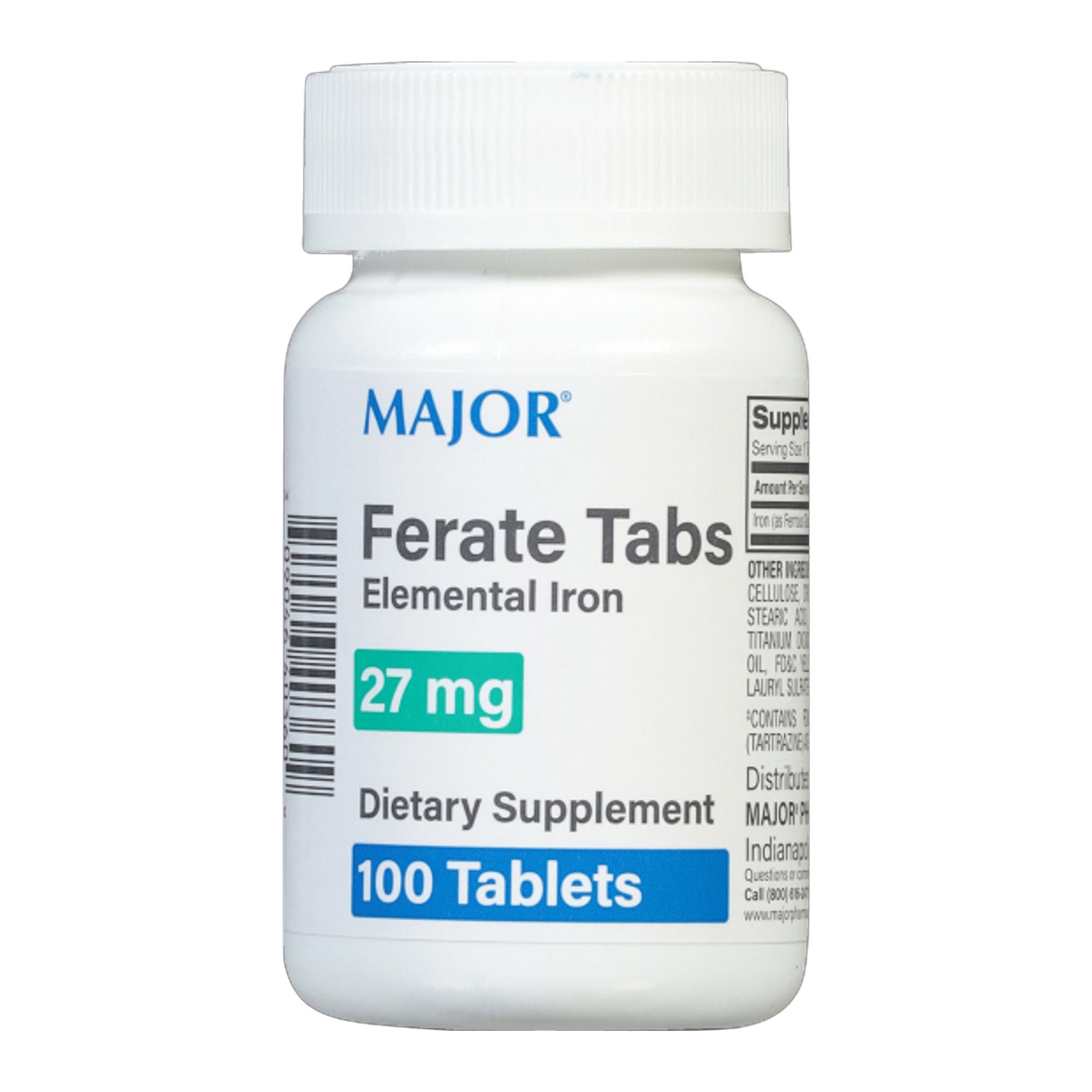 Major Pharmaceuticals FERATE IRON, TAB 27MG (100/BT)