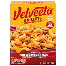 Velveeta Skillets Ultimate Cheeseburger Mac One Pan Dinner Kit, Pasta & Seasonings, 12.8 oz Box
