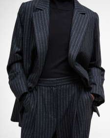 Blakely Striped Wide-Leg Trousers Charcoal Pinstripe