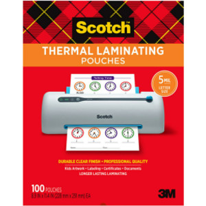 Thermal Laminating Pouches, 5 mil Size, Pack of 100