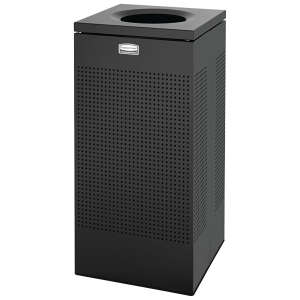 Rubbermaid Commercial, Silhouettes, Open Top, 16 gal, Metal, Black, Square, Receptacle
