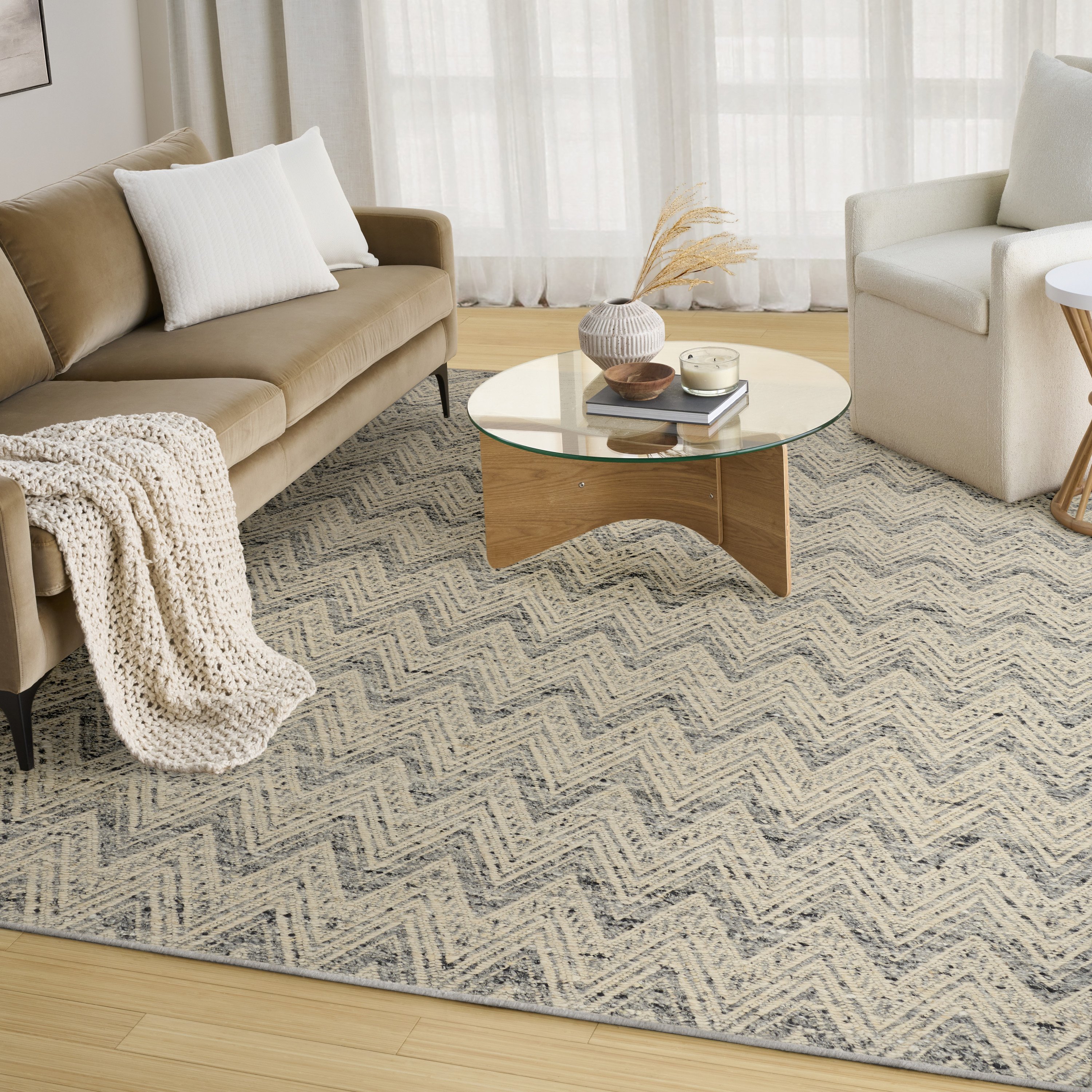 DKNY Pure Purl 9'9" x 13'9" Denim Ivory Modern Indoor Rug