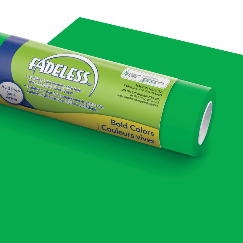 Bulletin Board Art Paper, Apple Green, 48" x 12', 4 Rolls