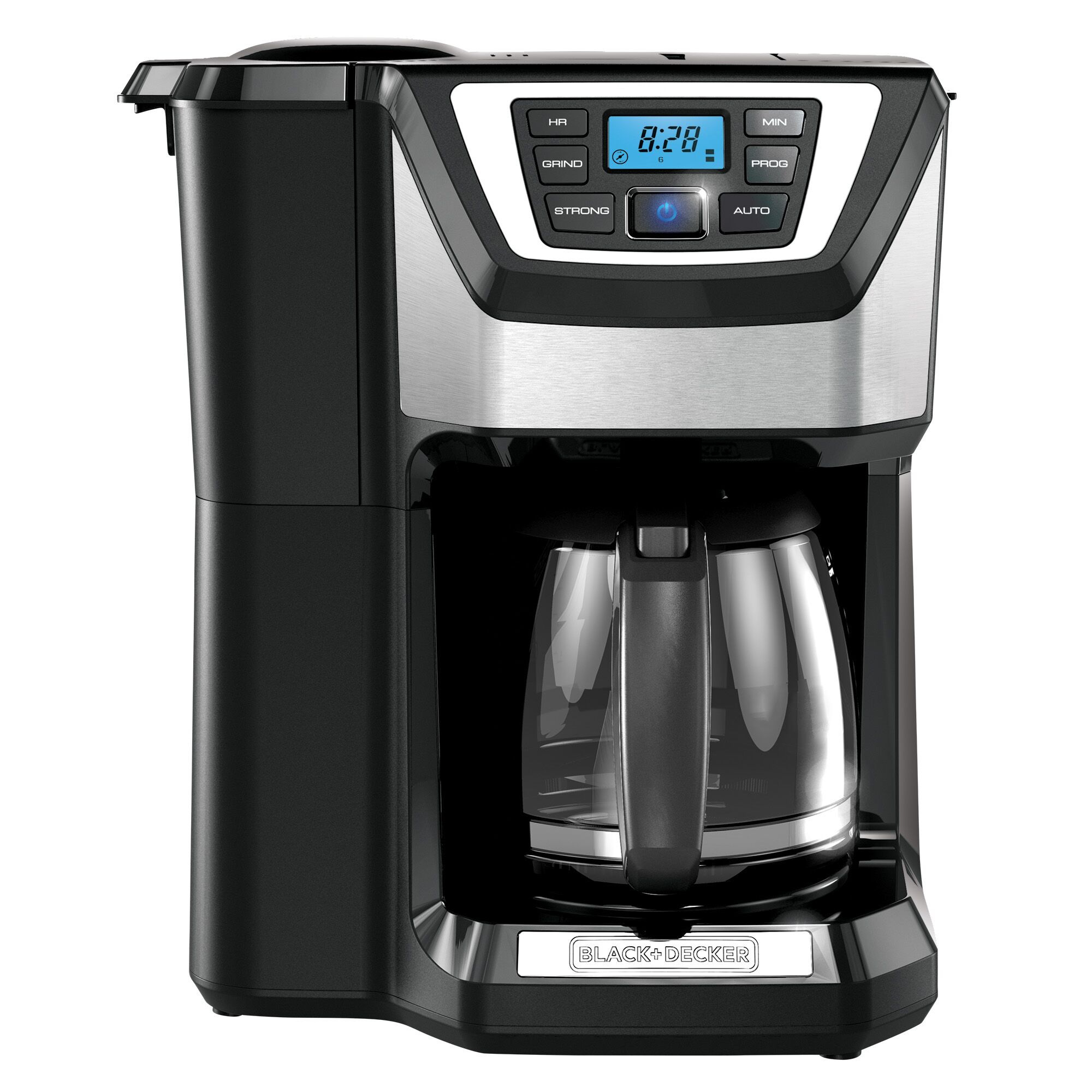 Profile of the BLACK+DECKER 12 cup mill + brew coffee maker