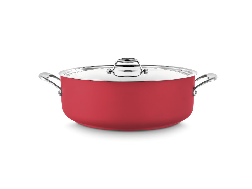 Cacerola baja con tapa Cool Line de 28 centímetros de acero inoxidable 18/10 Rojo