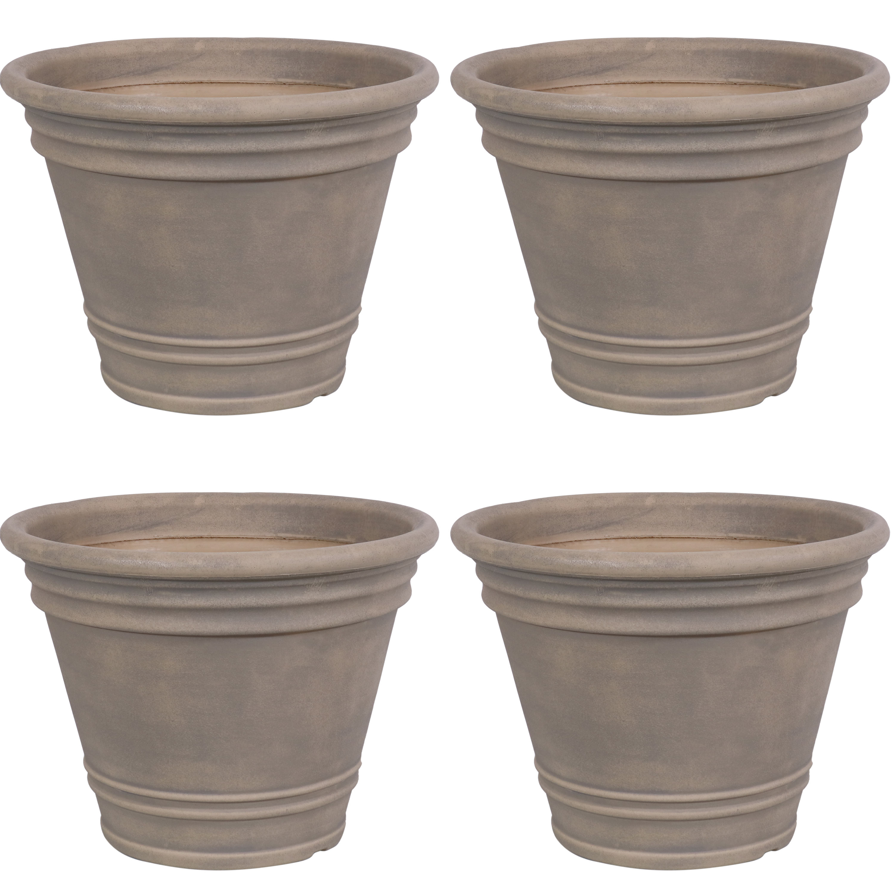 20 in Franklin Dual-Wall Polyresin Planter - Beige - Set of 4 by Sunnydaze - Picture 2 of 8