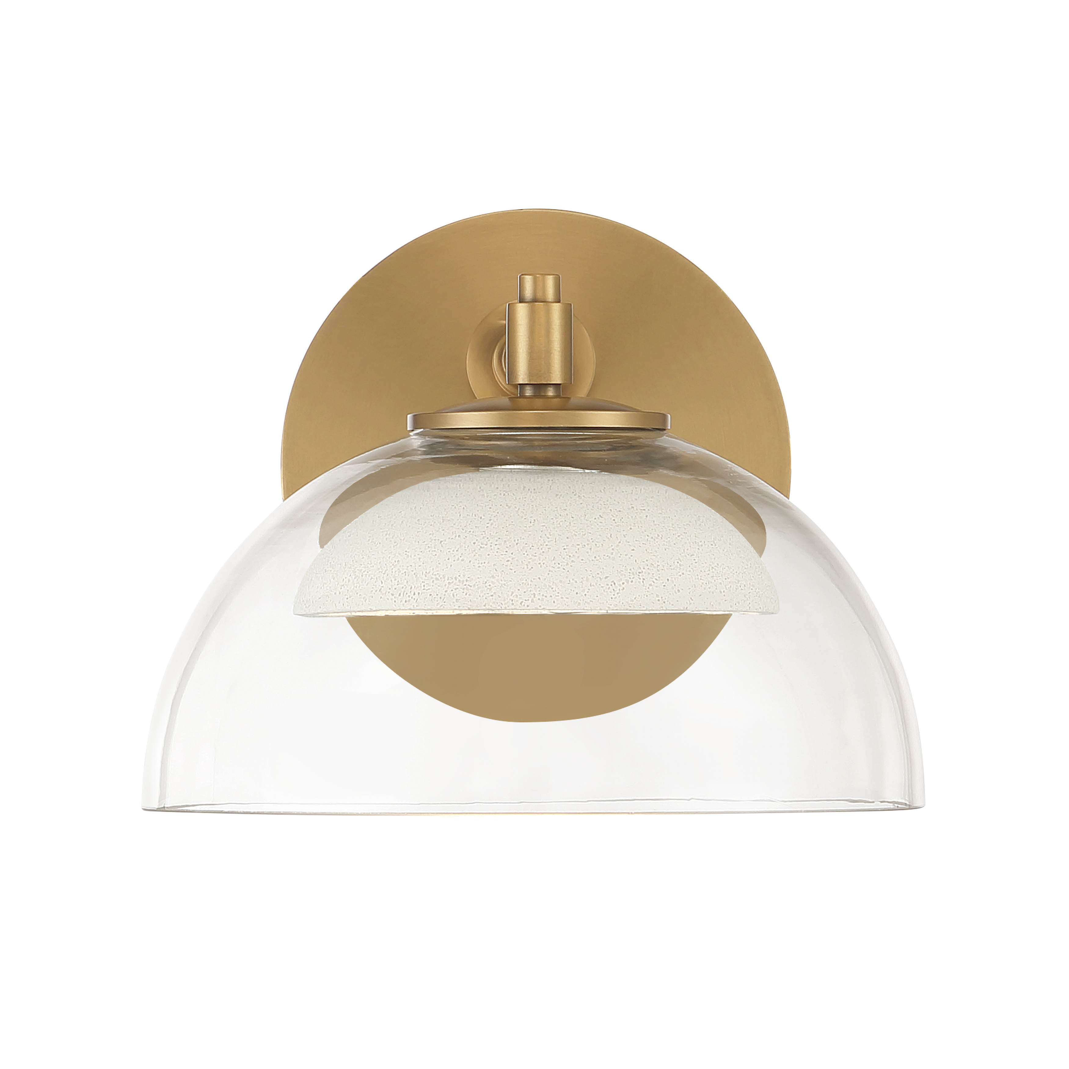 LED Bath Sconce - Legacy Brass with Clear Glass and Textured Cement - alternate view