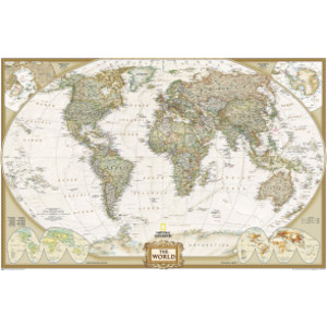 World Executive Map, Enlarged and Laminated, 73" x 48"